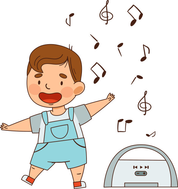 可爱的小男孩随着音乐跳舞图片下载