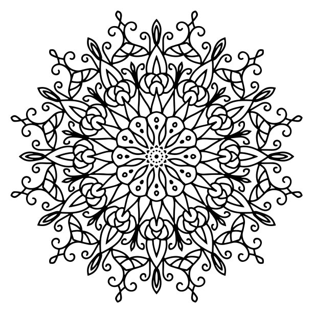 圆形图案的形式曼荼罗为指甲花图片下载