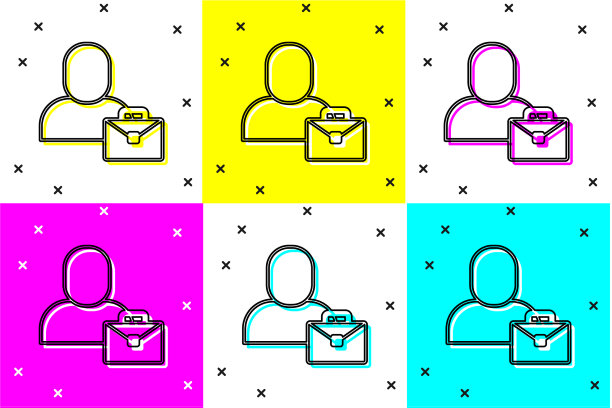 设置自由职业者图标孤立的颜色背景图片下载