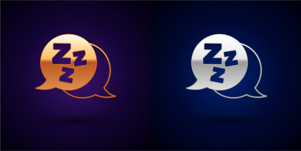 金色和银色沉睡的图标孤立在黑色上图片下载