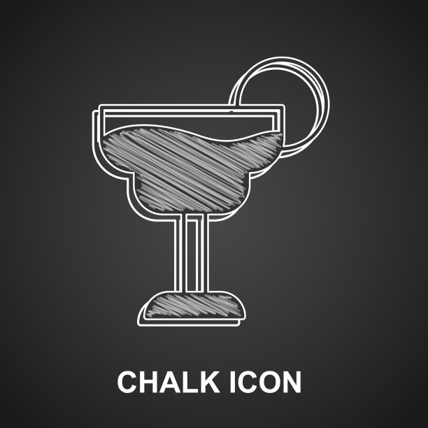 粉笔鸡尾酒和酒精饮料图标隔离上图片下载