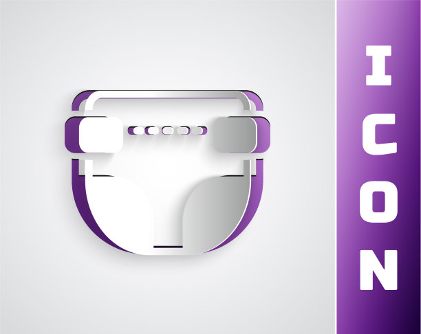 纸切成人纸尿裤图标孤立在灰色图片下载