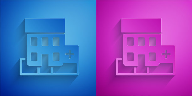 剪纸医院建筑与十字图片下载