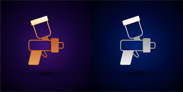 金色和银色油漆喷枪图标隔离图片下载