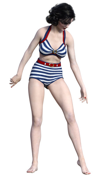 3D插图复古海报女郎在白色图片下载