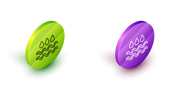 等距线波与水滴图标隔离图片下载