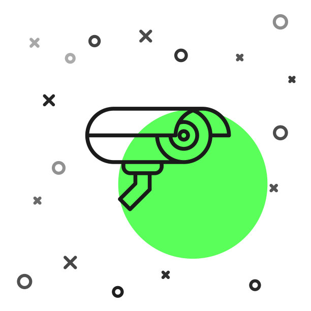 黑线安全摄像头图标隔离在白色图片下载