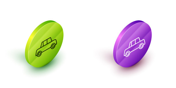 等距线汽车图标孤立在白色图片下载