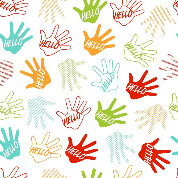 抽象无缝图案与表达手掌向量图形艺术图片下载