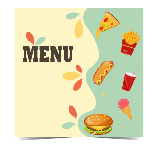 菜单。快餐菜单。快餐。咖啡馆。汉堡。热狗。炸薯条。披萨. .每股收益图片下载