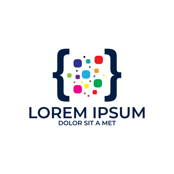 数字代码设计说明。五颜六色的设计。编码。程序员图标矢量。媒体图标身份孤立在白色背景上图片下载