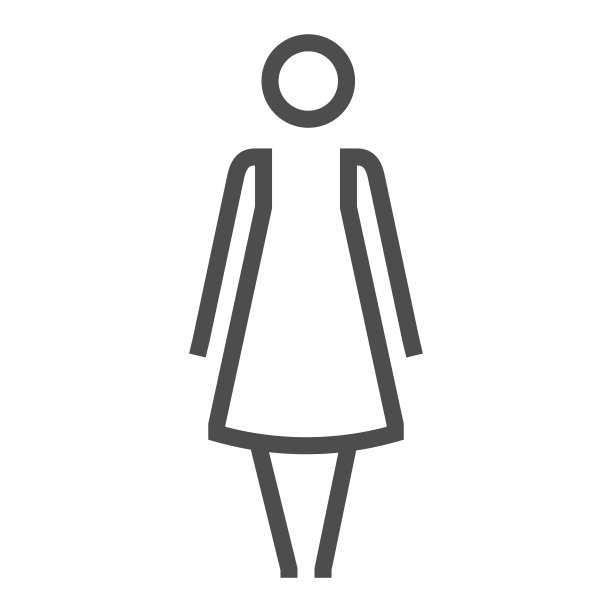 女性卫生间方形线条矢量图标图片下载