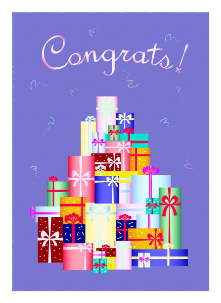 贺卡与许多彩色礼品盒图片下载