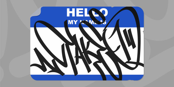 抽象平面涂鸦风格贴纸你好我的名字图片下载