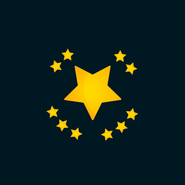 一颗大星星围绕着十颗黄色的星星图片下载