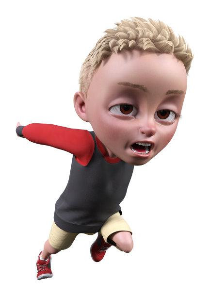 3D插图卡通男孩在白色图片下载