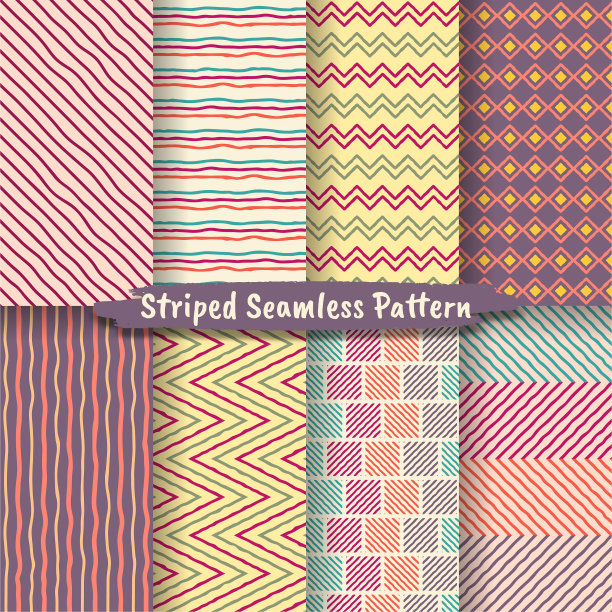 手绘条纹无缝图案套图片下载