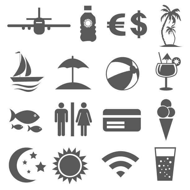 夏季和假期图标向量图片下载