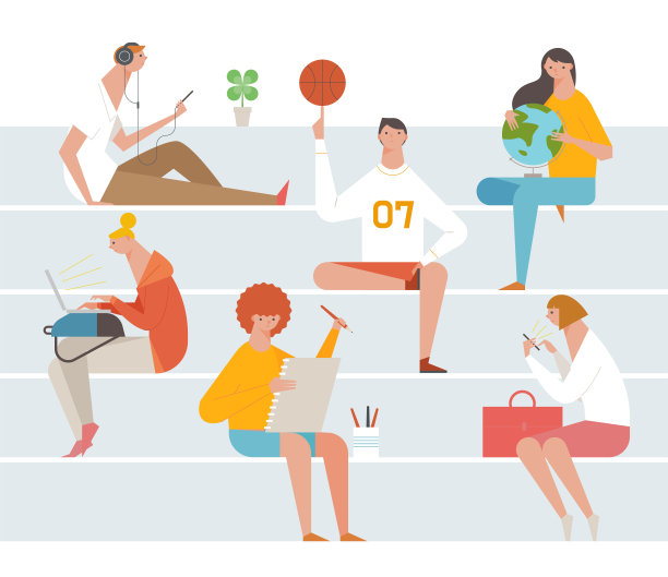 大学生字符集。图片下载