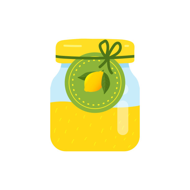 在调味品罐上贴上柠檬的标签。特写玻璃罐与柠檬果酱。图片下载