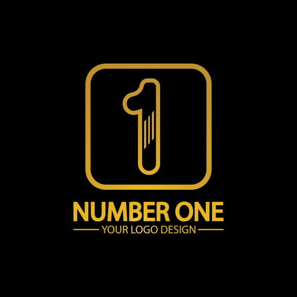 金色一号标志图标设计孤立黑色图片下载