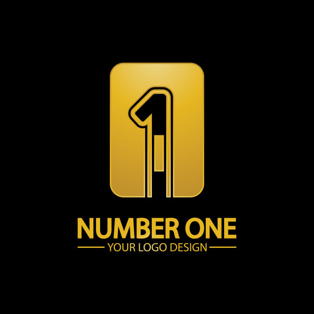 金色一号标志图标设计孤立黑色图片下载