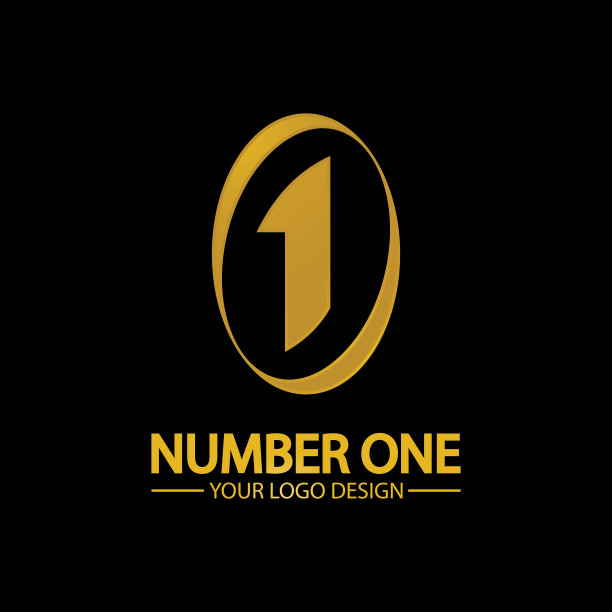 金色一号标志图标设计孤立黑色图片下载