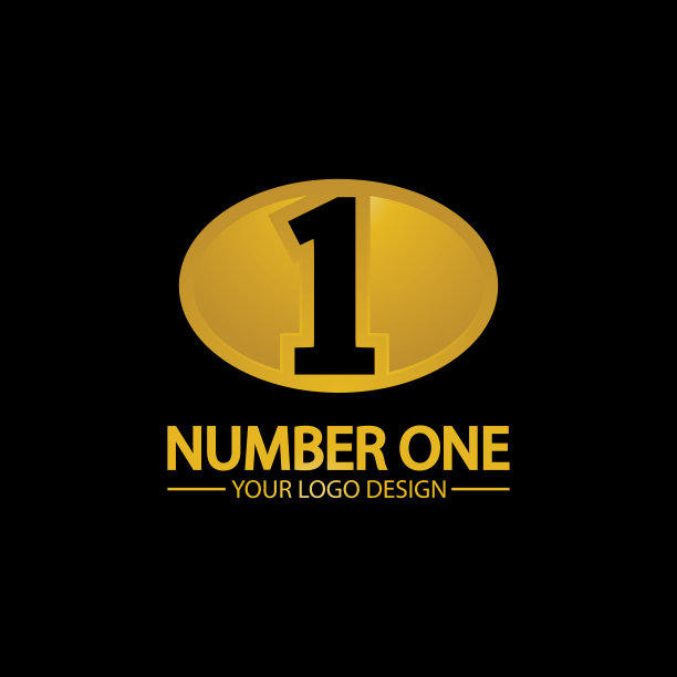 金色一号标志图标设计孤立黑色图片下载