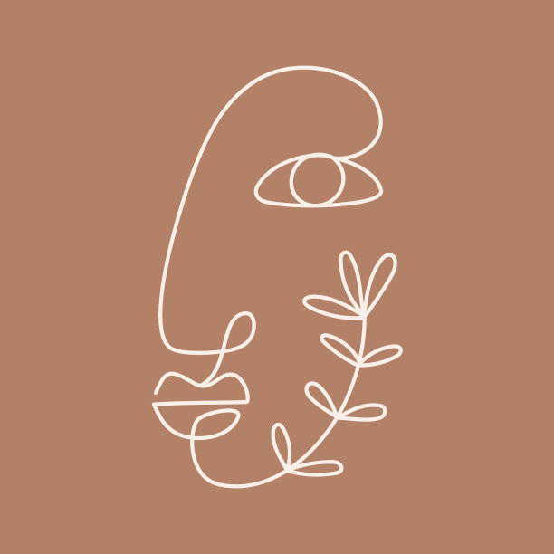 一条线画女人脸上的抽象画肖像图片下载