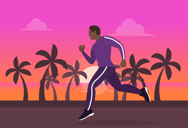 男人或男人穿着运动服慢跑，在新鲜的空气中奔跑。图片下载