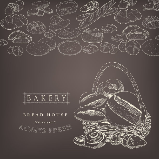 面包房，篮子里的面包图片下载