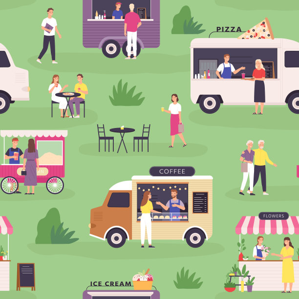 美食车无缝模式夏季街道图片下载