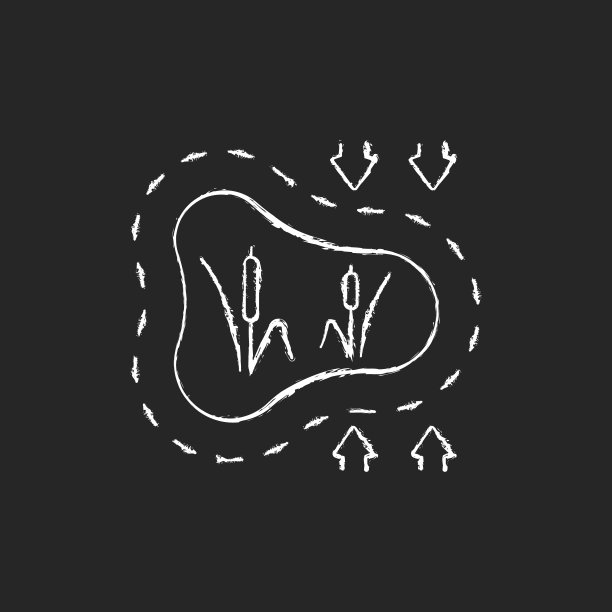 正在消失的湿地在黑色背景上用粉笔标出图片下载