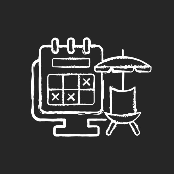 追踪假期时间粉笔白色图标在黑暗的背景图片下载