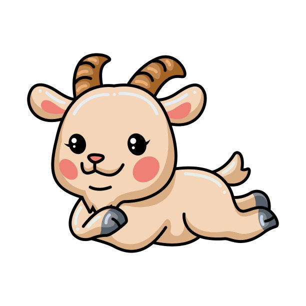 可爱的小山羊卡通躺下图片下载