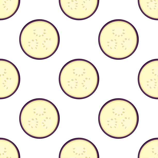 无缝图案与茄子片在卡通扁平风格图片下载