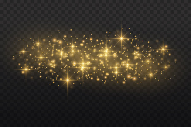 黄色的尘埃，美丽的灯光闪烁，散景效果图片下载