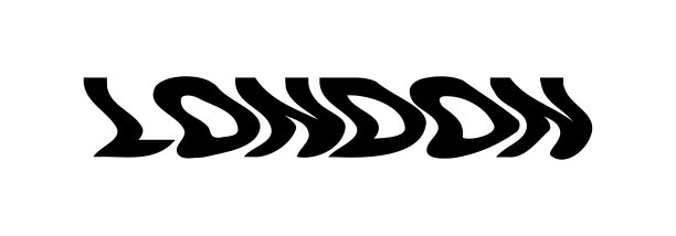 伦敦字体文本或标语与波浪的字母。带有波纹或小故障效果的t恤图案。抽象印刷、横幅、海报、会徽设计。矢量插图。图片下载