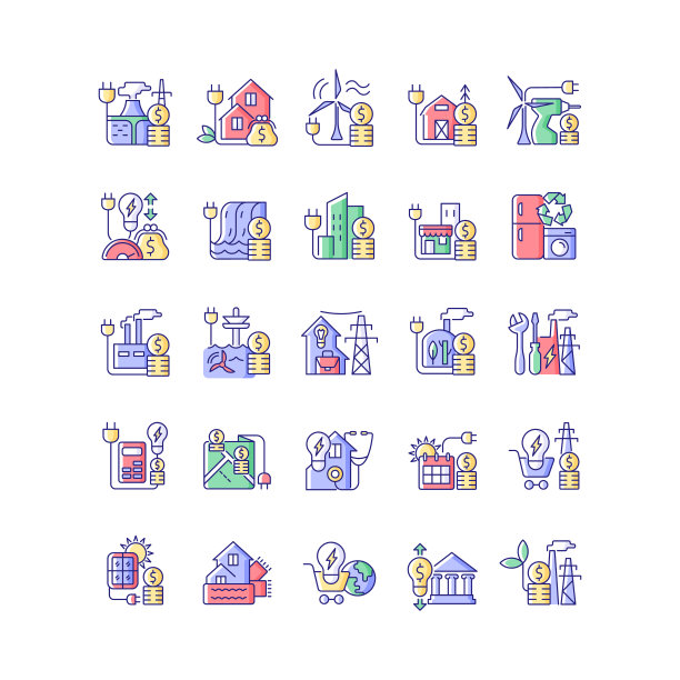 能源购买RGB颜色图标集图片下载