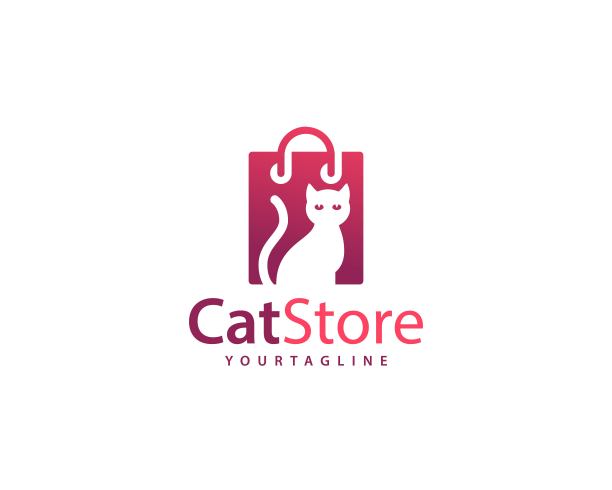 猫店品牌为猫店和宠物，可用于猫和所有类似的家猫购物店，全分层矢量和易于编辑和定制大小和颜色，几乎兼容插画版图片下载