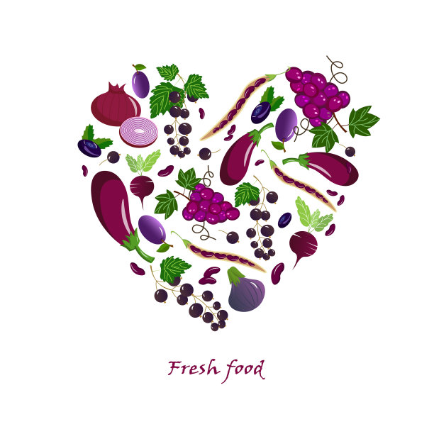卡片上有新鲜的水果和蔬菜——茄子图片下载