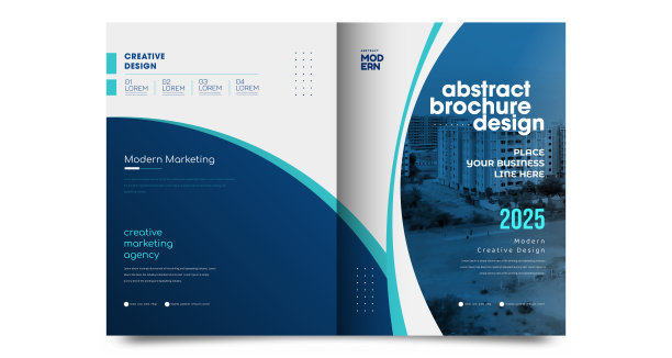 双折宣传册模板设计制作几何形状图片下载