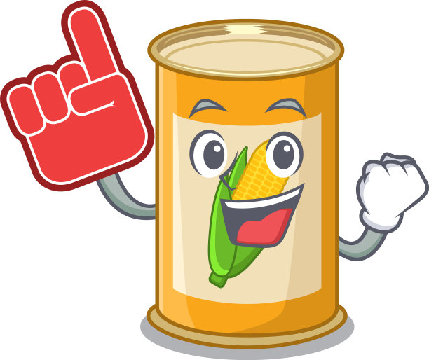 玉米罐头在卡通图画中的人物设计用图片下载