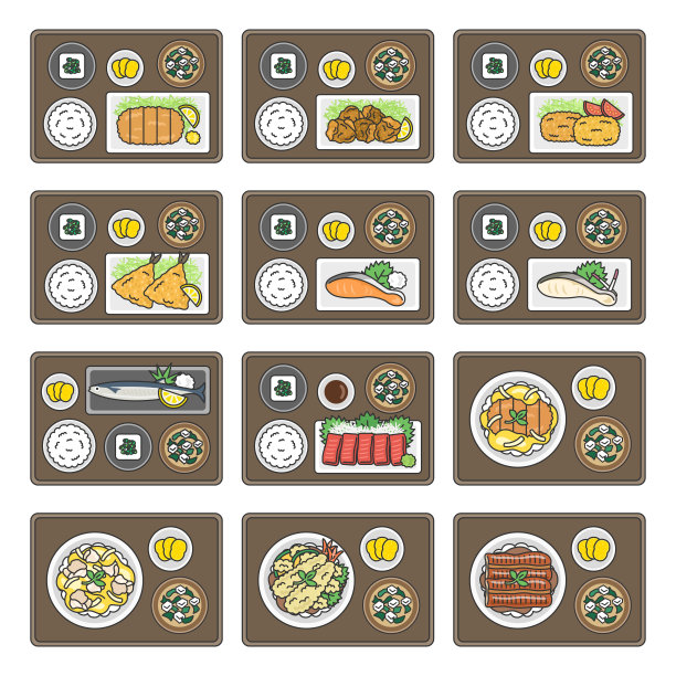 插图一套日本套餐。图片下载