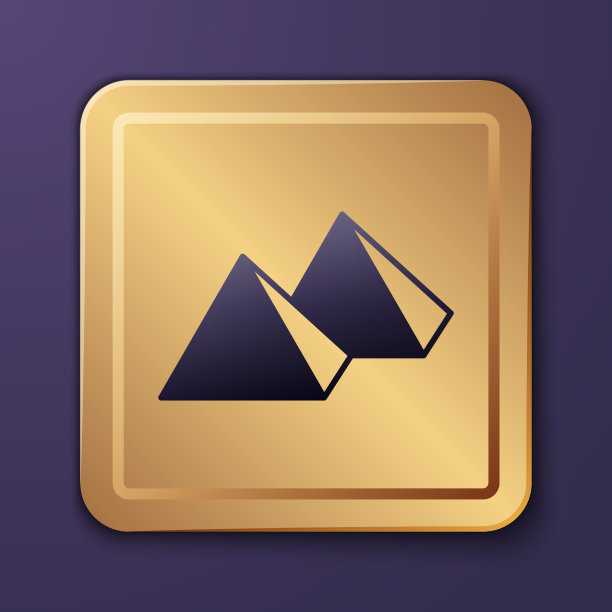 紫色埃及金字塔图标孤立在紫色上图片下载