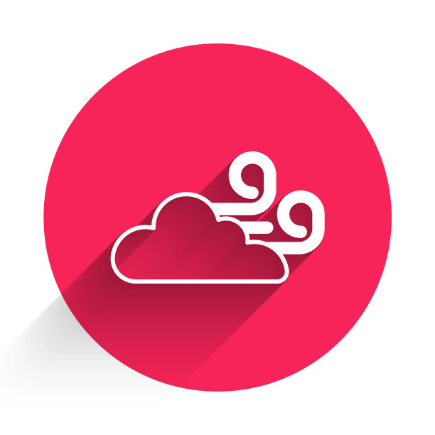 白色多风天气图标孤立与长阴影图片下载