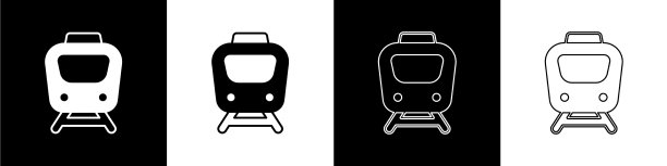 设置火车图标隔离在黑色和白色图片下载