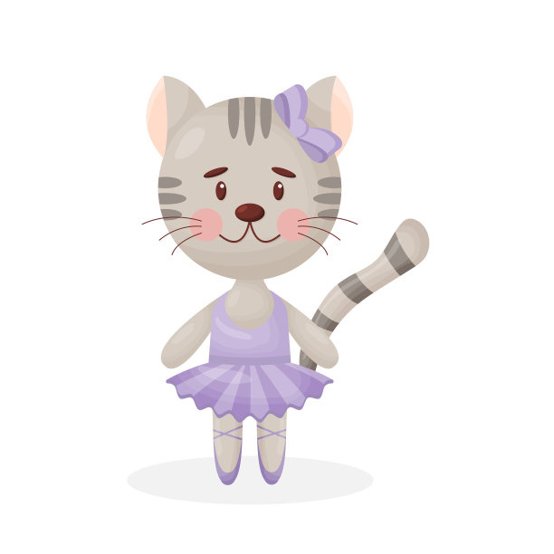 快乐可爱的小猫角色芭蕾舞演员图片下载