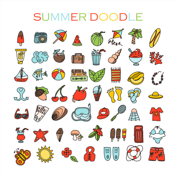 一幅夏日大涂鸦集手绘图片下载