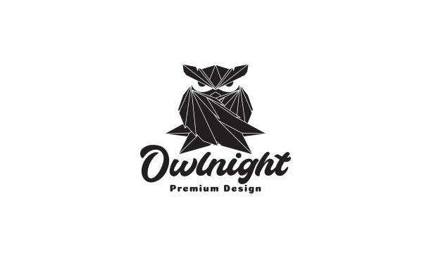 几何黑色形状猫头鹰标志符号图标图片下载